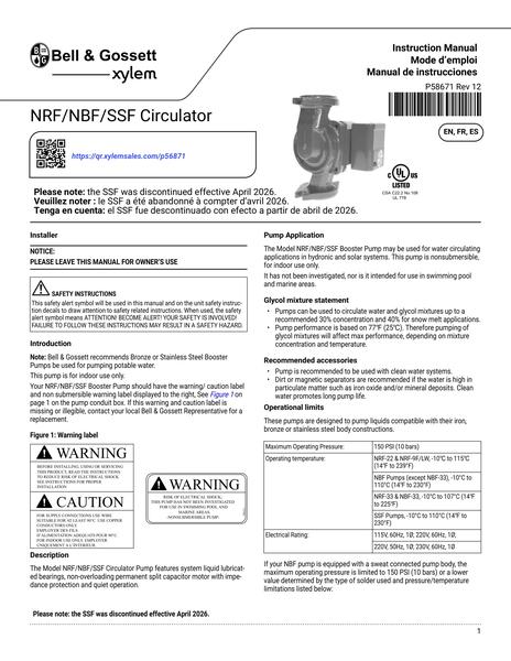 NRF-NBF-SSF Circulator IOM EN FR ES (P58671 Rev 12)