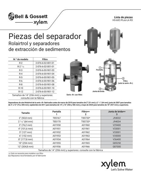 Rolairtrol and Sediment Removal Separators Repair Parts (HS-60C-PLes-LA R3)