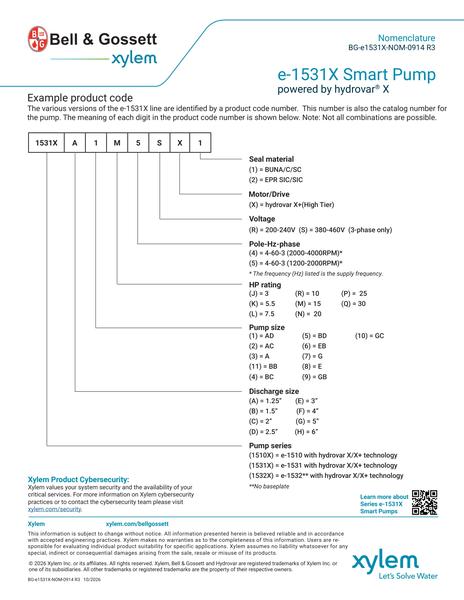 e-1531X Smart Pump Nomenclature (BG-e1531X-NOM-0914 R3)