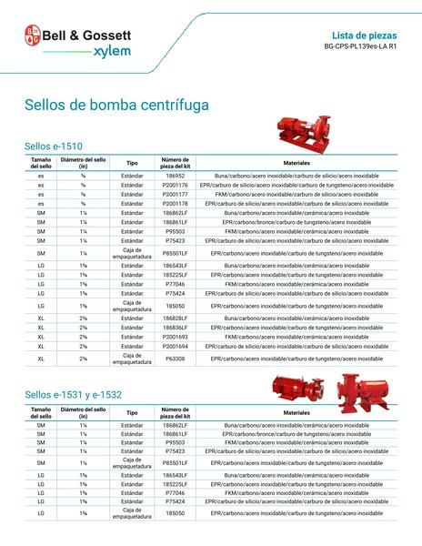 Bell & Gossett Centrifugal Pump Seals Parts List es-LA (BG-CPS-PL139es-LA R1)