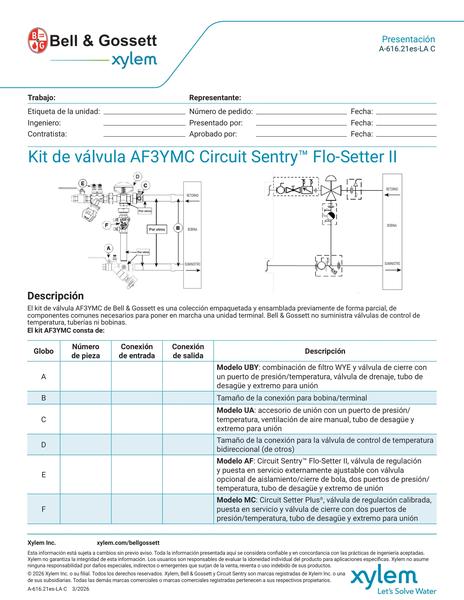 Circuit Sentry Flo-Setter II Model AF3YMC Valve Kit Submittal es-LA (A 616.21es-LA C)