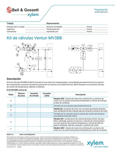 Venturi MV3BB Valve Kit Submittal es-LA (A-607.9es-LA C)