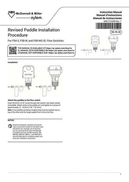Revised Paddle Installation Procedure IOM EN FR ES (MM-210588 Rev 7)