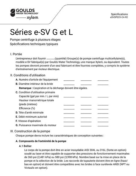 G and L Series e-SV Specifications fr-CA (eSVSPECfr-CA R2)