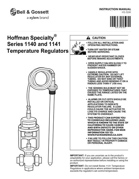Series 1140 and 1141 Temperature Regulators (HS 504)