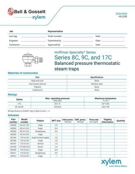 Series 8C, 9C and 17C Submittal (HS-230E)