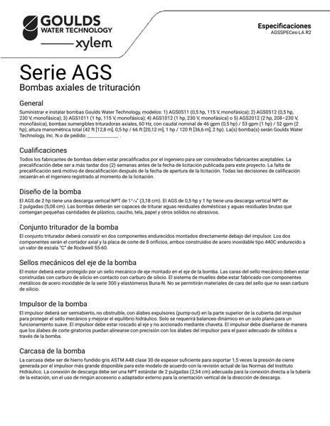 AGS Series Axial Grinder Specifications es-LA (AGSSPECes-LA R2)