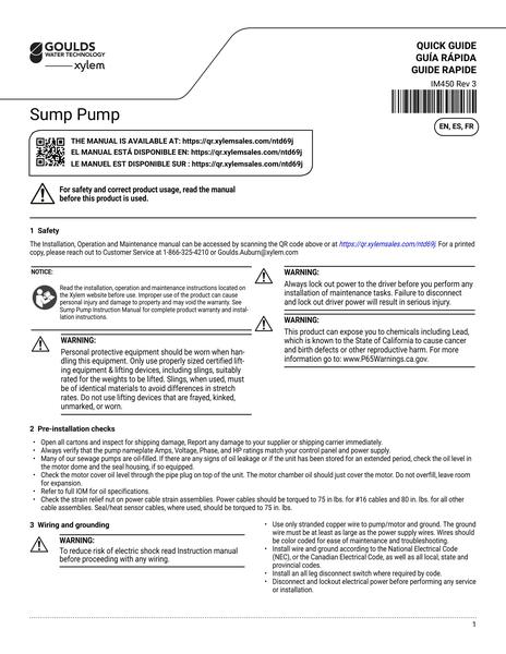 Sump Pump QG EN ES FR (IM450 Rev 3)