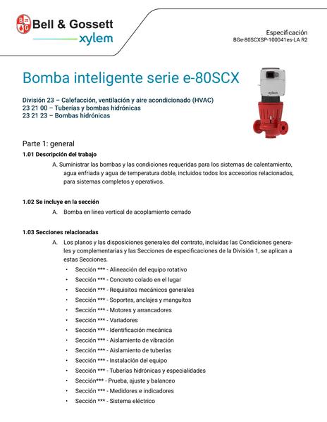 Series-e-80SCX Smart Pump Specifications es-LA (BGe-80SCXSP-100041es-LA R2)