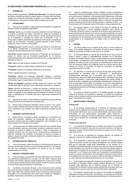 Condiciones Generales para la Venta, Suministro, Diseño, Instalación de Productos y su Servicio, Incluyendo Digital, Xylem Europe (v1 - 13Sep2021 - ES)