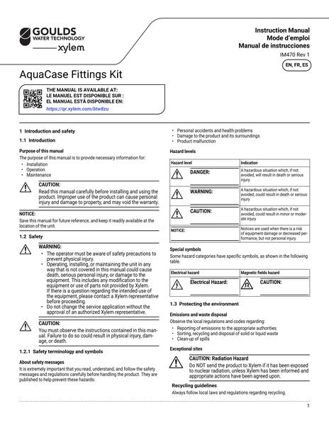AquaCase Fittings Kit IOM EN fr-CA es-LA (IM470 Rev 1)