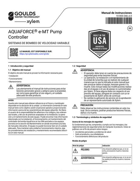 AquaForce e-MT Pump Controller IOM es-LA (10-003-268_6.0)
