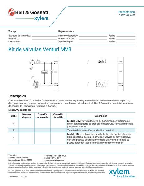 Venturi MVB Valve Kit Submittal es-LA (A 607.6es-LA C)