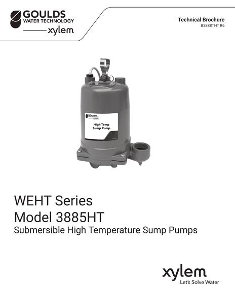 WEHT Series Model 3885HT Submersible High Temperature Sump Pumps Technical Brochure (B3885HT R6)