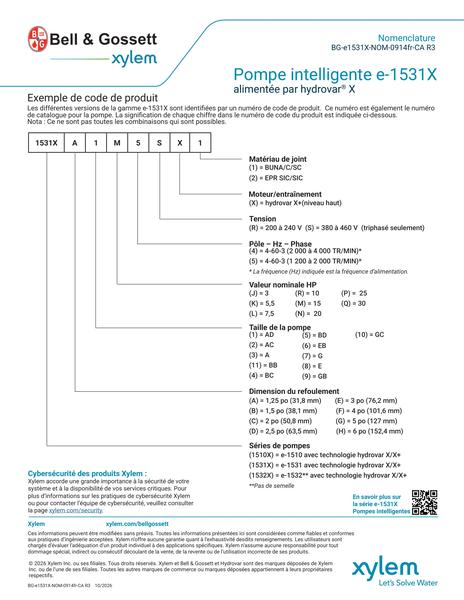 e-1531X Smart Pump Nomenclature fr-CA (BG-e1531X-NOM-0914fr-CA R3)