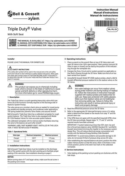 Triple Duty Valve IOM EN FR ES (V50960 Rev F)