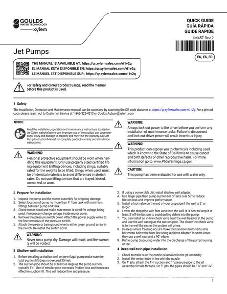 Jet Pump QG EN ES FR (IM457 Rev 2)