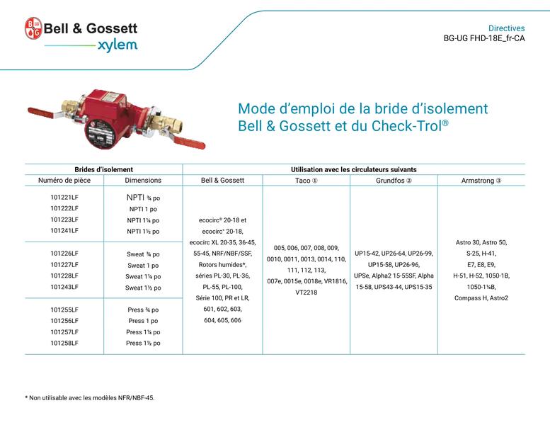 Isolation Flange and Check-Trol User Guide fr-CA (BG-UG FHD-18fr-CA E)