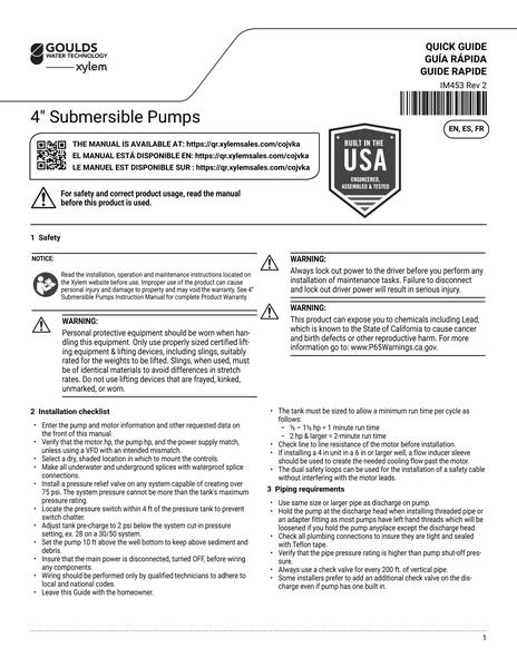 Four Inch Submersible Pump QG EN ES FR (IM453 Rev 2)