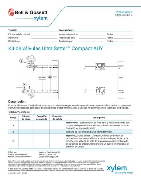 Ultra Setter Compact AUY Valve Kit Submittal es-LA (A 609.19es-LA C)