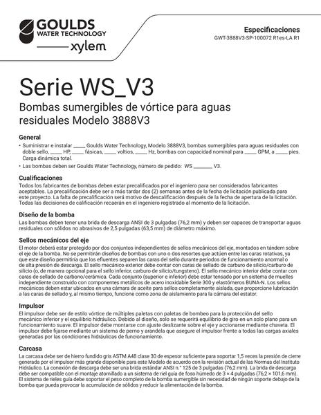 WS V3 Series Model 3888V3 Specifications es-LA (GWT-3888V3-SP-100072es-LA R1)