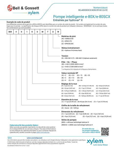 e-80X-e80SCX Smart Pump Nomenclature fr-CA (BG-e80X80SCX-NOM-0916fr-CA R2)