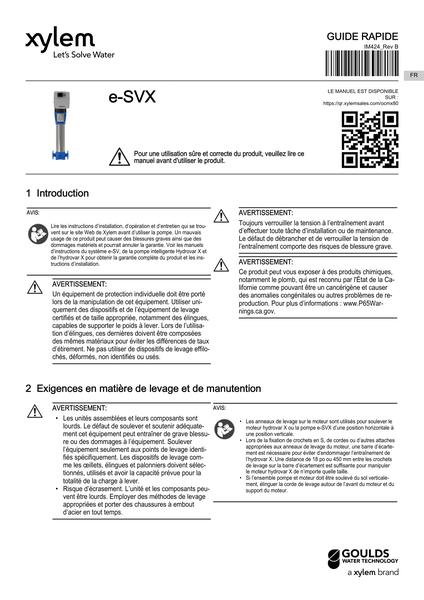 e-SVX Smart Pump Quick Guide FR (IM424 Rev B)