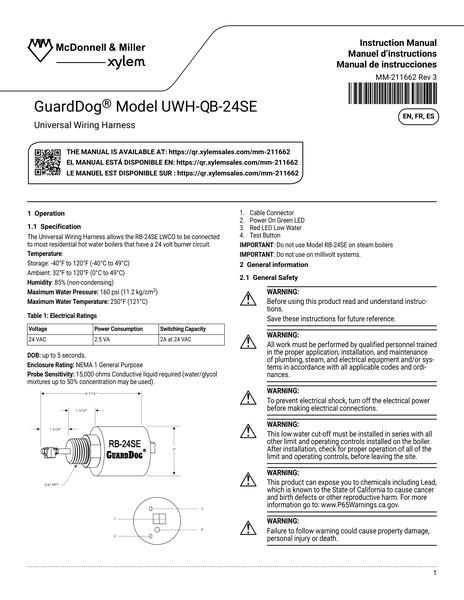 Model UWH-RB-24SE IOM EN FR ES (MM-211662 Rev 3)