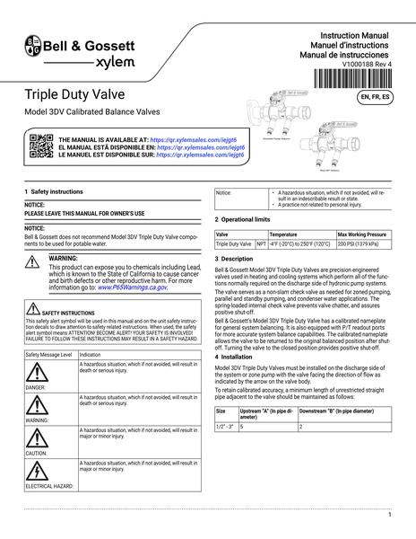 Triple Duty Valve IOM EN FR ES (V1000188 Rev 4)