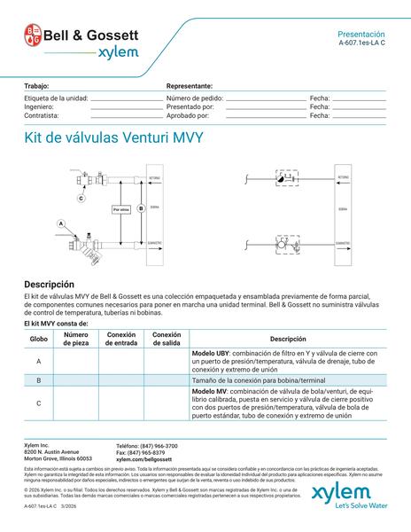 Venturi MVY Valve Kit Submittal es-LA (A 607.1es-LAC)