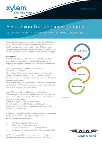 AppNote A201707 [DE]: WTW VisoTurb, OPTIMIZE FILTER BACKWASHING IN DRINKING WATER PLANTS