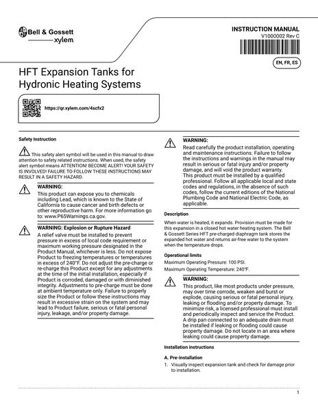 HFT Expansion Tanks IOM (V1000002 Rev C)