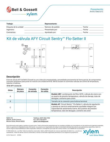 Circuit Sentry Flo-Setter II Model AFY Valve Kit Submittal es-LA (A 616.13es-LA C)