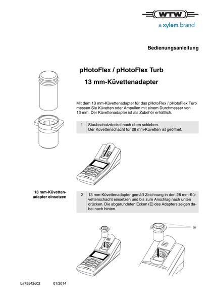 Manual - Bedienungsanleitung - pHotoFlex Küvettenadapter 13 mm (German)