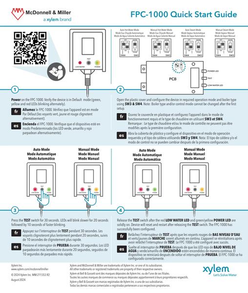 boilerwize (FPC-1000) Low Water Cut Off Quick Guide EN fr-CA es-LA (MM-211353 Rev 4)