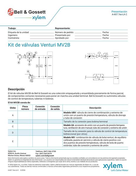 Venturi MV2B Valve Kit Submittal es-LA (A 607.7es-LA C)