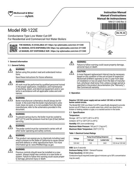 Model RB-122E IOM EN FR ES (MM-211340 Rev 3)