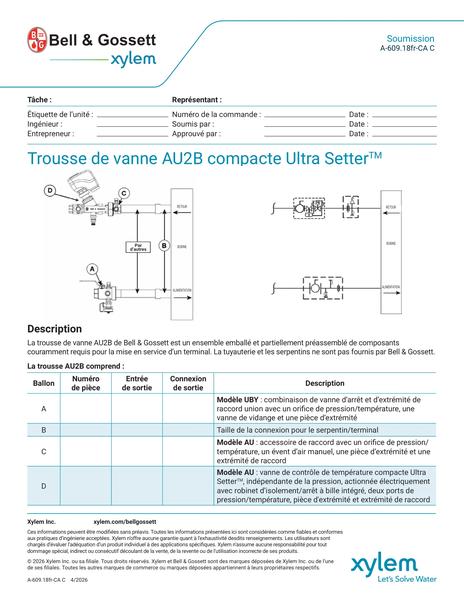 Ultra Setter Compact AU2B Valve Kit Submittal fr-CA (A 609.18fr-CA C)