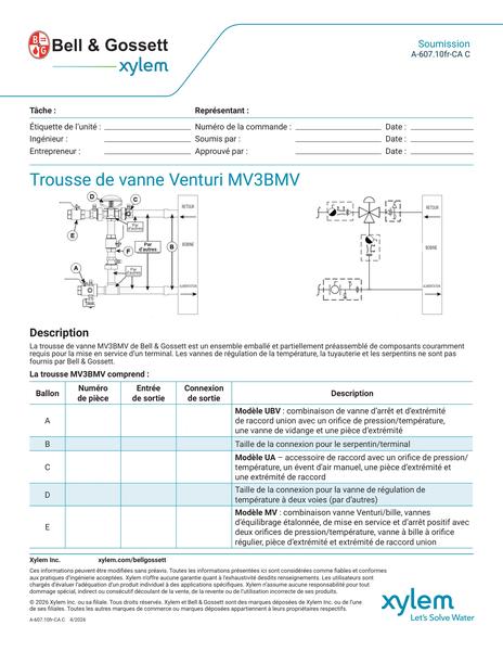Venturi MV3BMV Valve Kit Submittal fr-CA (A 607.10fr-CA C)