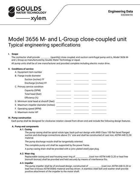 3656 M-Group Close Coupled Unit Typical Engineering Specifications (D3656M R2)