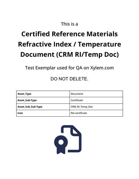 Certified Reference Materials Refractive Index / Temperature