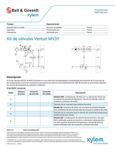 Venturi MV3Y Valve Kit Submittal es-LA (A 607.3es-LA C)