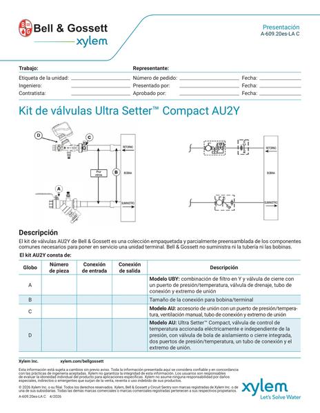 Ultra Setter Compact AU2Y Valve Kit Submittal es-LA (A 609.20es-LA C)
