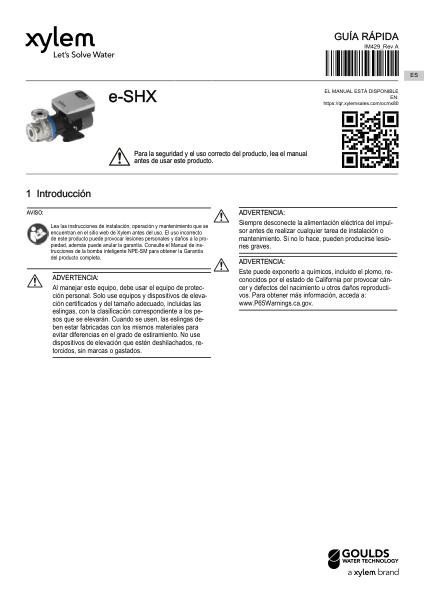 e-SHX Smart Pump Quick Guide ES (IM429 Rev A)
