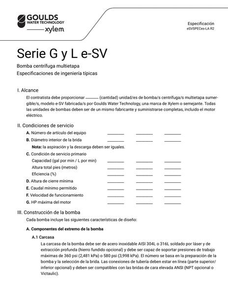 G and L Series e-SV Specifications es-LA (eSVSPECes-LA R2)
