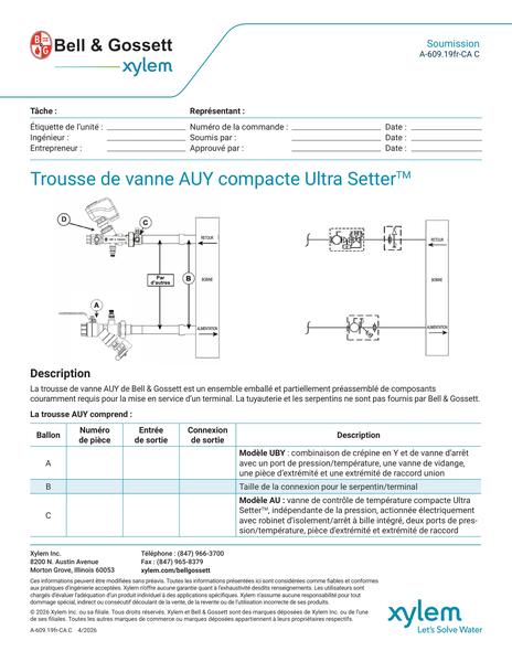 Ultra Setter Compact AUY Valve Kit Submittal fr-CA (A 609.19fr-CA C)