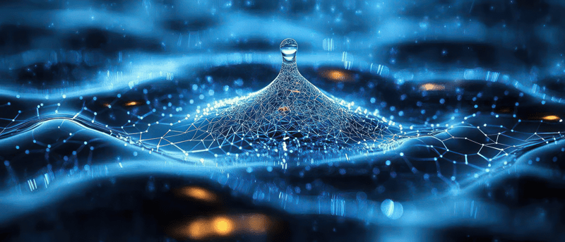 blue water drop icon with digital design for artificial intelligence in hydrology environmental monitoring and sustainable resource management