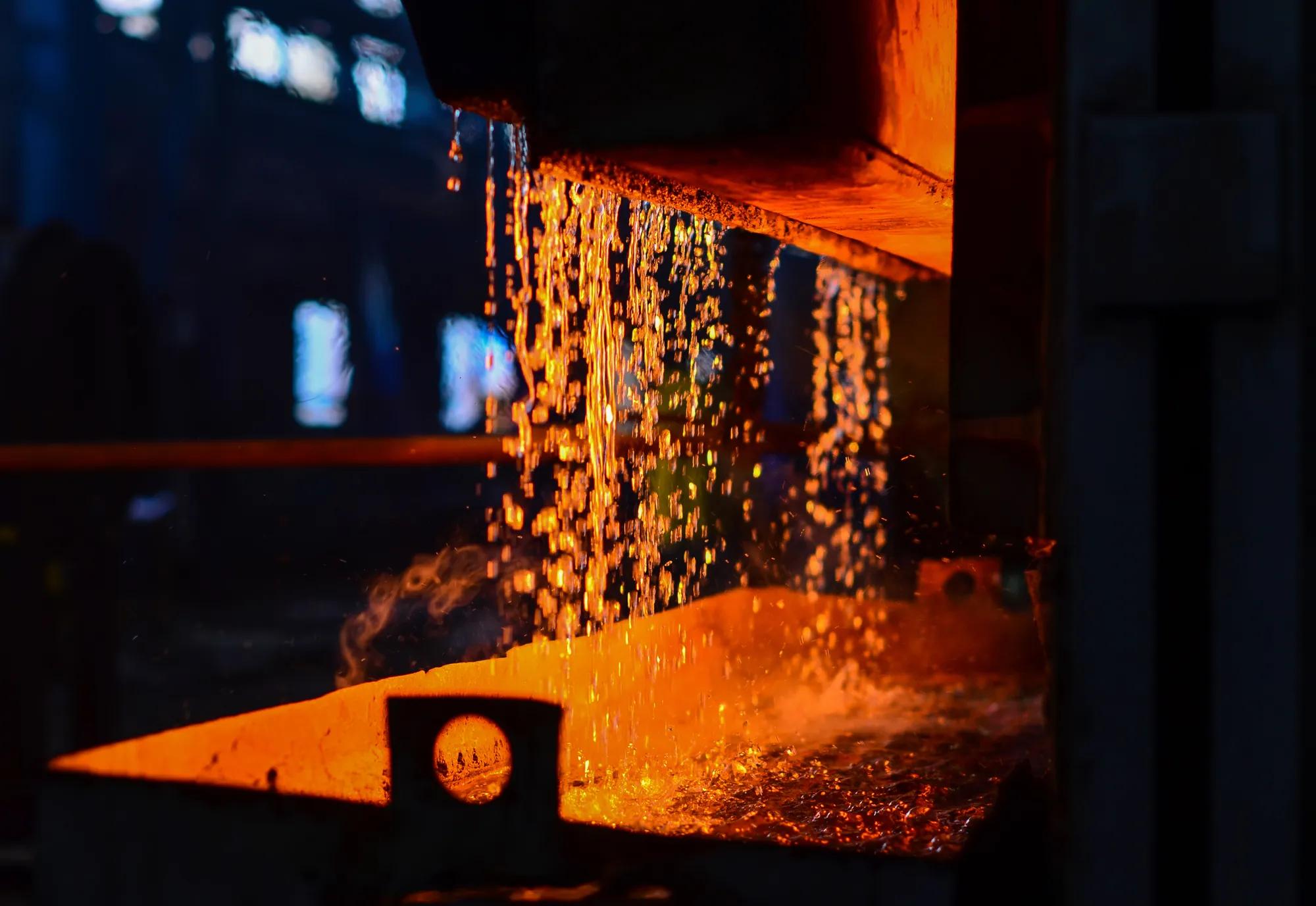 Heavy industry metallurgical plant sparks stove metall. Heavy forging Plant.Oven. water curtain. Fire furnace. For abstract background and texture.; Shutterstock ID 1199755012; purchase_order: Marketing AW EMEA campaign; job: ; client: ; other: 