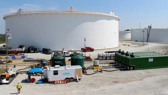 This image suggests planned maintenance, turnaround, or unplanned maintenance, outage, in a tank farm in the oil and gas industry.