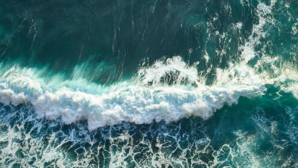 Ocean wave from above in Bali           